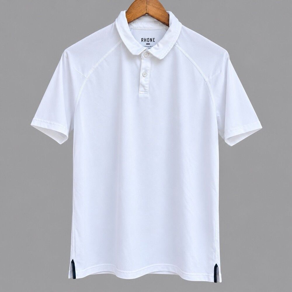 Rhone Commuter Polo Shirt Men's Large White Flex-Knit Performance Stretch Golf